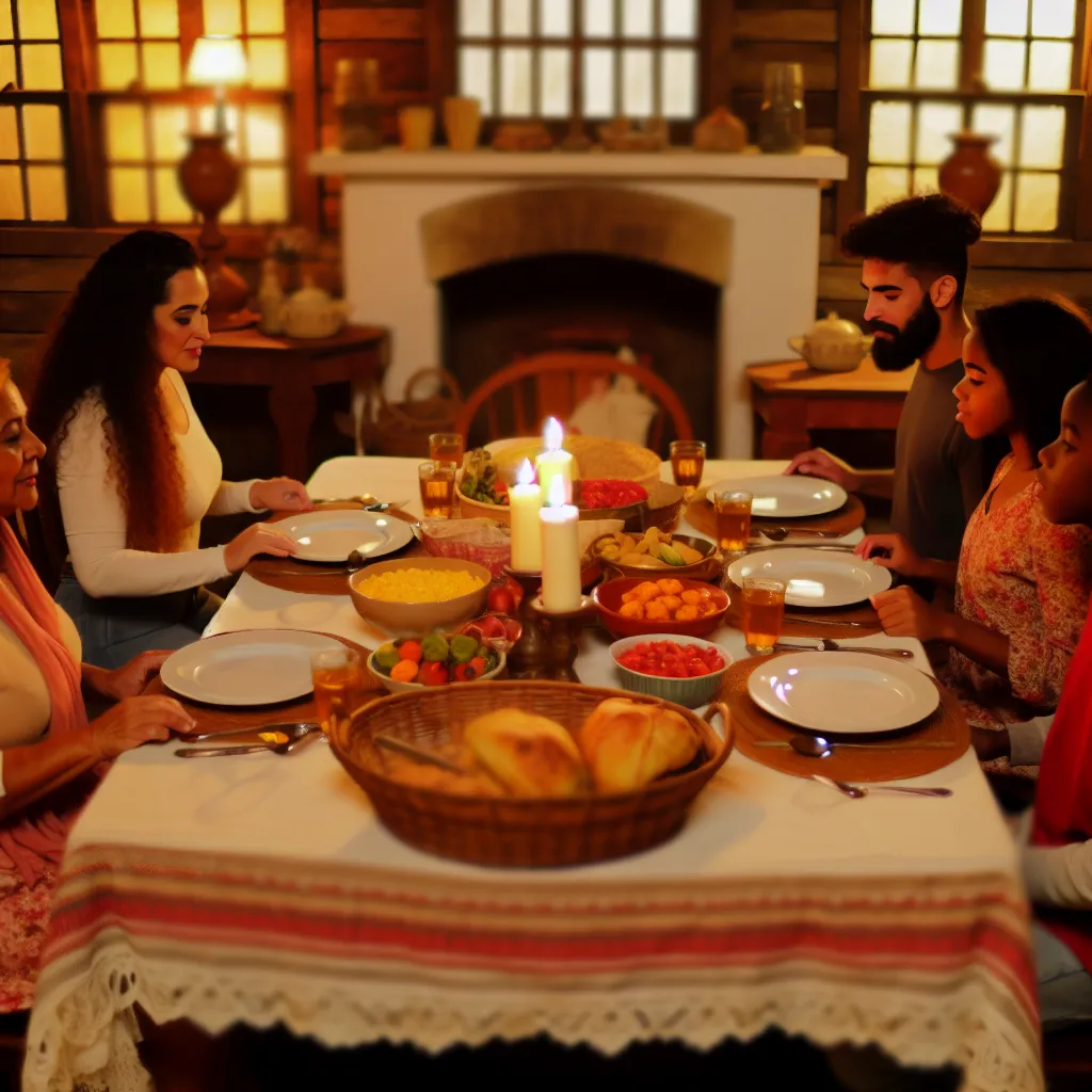 Beautiful dinner table ready for family meal