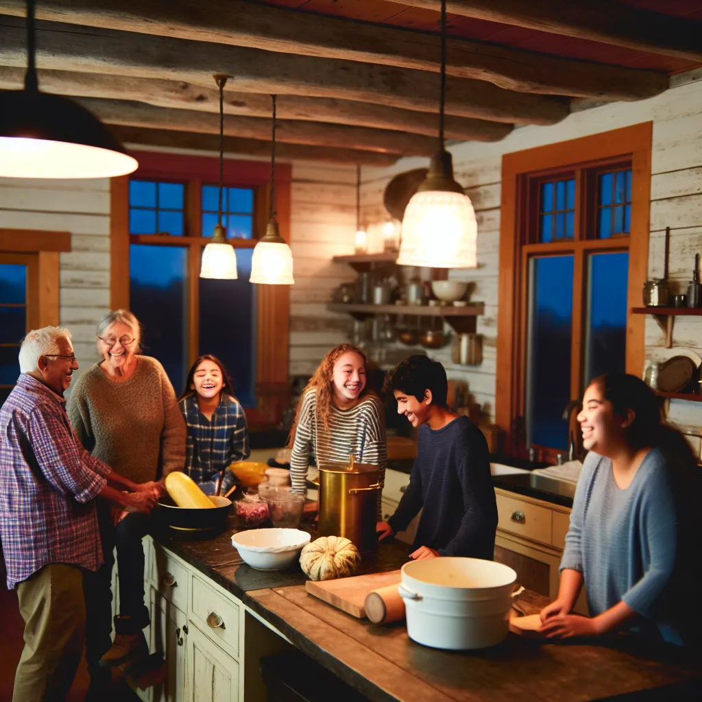 Family cooking together