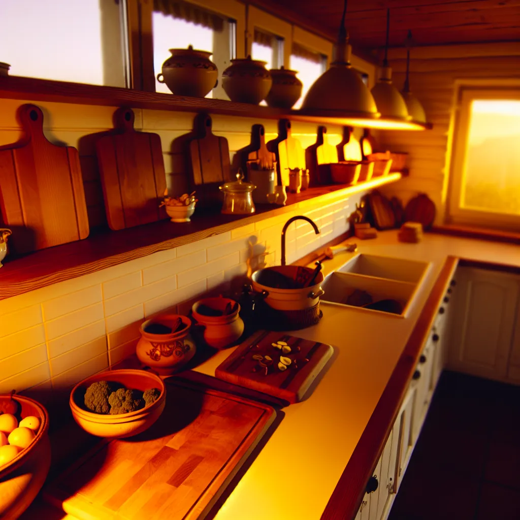 Organized evening kitchen