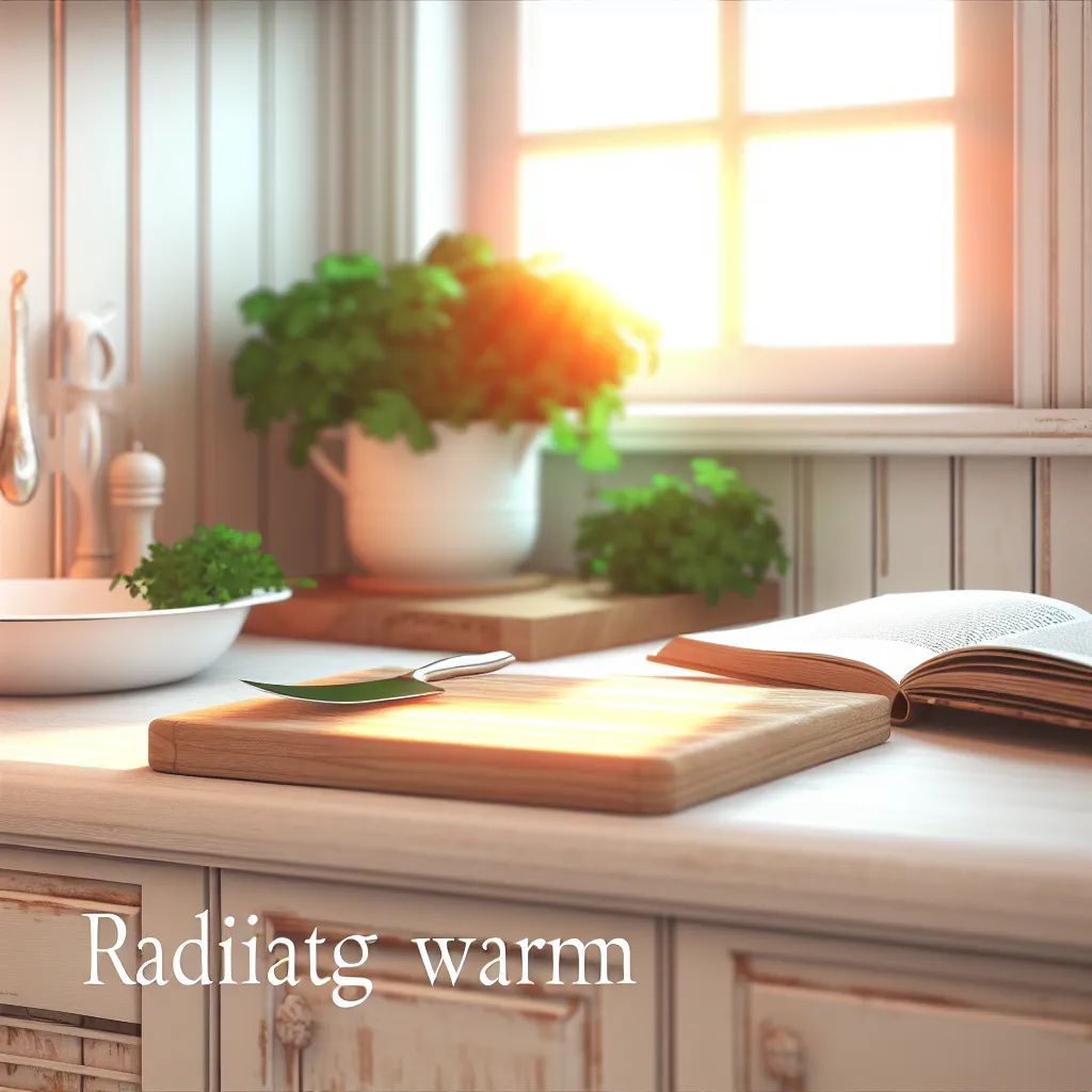 Beautiful organized kitchen workspace with evening light